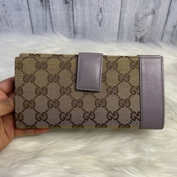 GUCCI gg horsebit canvass long wallet in lavender - Picture 4 of 15